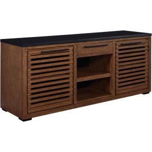 Signature Design by Ashley Kallari Casual Credenza with Anti-Tipping and Adjustable Shelf, Dark Brown & Black