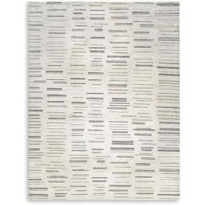 Signature Design by Ashley Leesdale Casual Indoor Striped Handmade 5 x 7 Rug, White & Light Brown(7’8″ x 10’1″ (Rectangular))