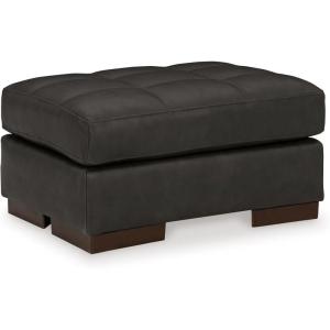 Signature Design by Ashley Luigi Contemporary Firmly Cushioned Leather Tufted Rectangular Ottoman, Dark Brown(Dark Brown)