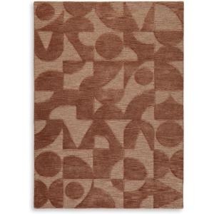 Signature Design by Ashley Perrenton Contemporary Indoor Hand-Tufted Geometric 8 x 10 Rug, Dark Brown & Light Brown(5’1″ x 7’2″ (Rectangular))