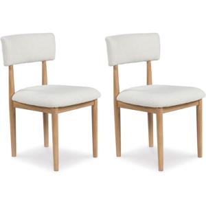 Signature Design by Ashley Sawdyn Solid Wood Frame Dining Chair, Set of 2, White/Light Brown(Natural)