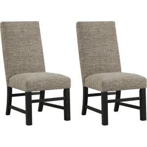Signature Design by Ashley Sommerford Urban Farmhouse Faux Leather Upholstered Dining Chair, Set of 2, Dark Brown(Modern)