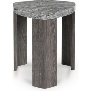 Signature Design by Ashley Surmour Contemporary End Table with Faux Marble Top, Light Gray(End Table)