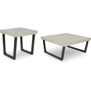 Signature Design by Ashley Westenfort Industrial Table Set with Sled Base, Set of 2, Light Gray & Dark Brown