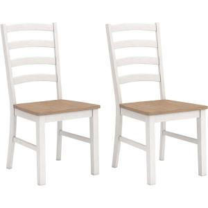 Signature Design by Ashley Westlinport Casual Dining Chair with High Back, Set of 2, White & Light Brown