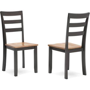 Signature Design by Ashley Woodanville 18″ Cottage Ladderback Dining Chair, 2 Count, Cream & Brown(Light Brown & Dark Brown)