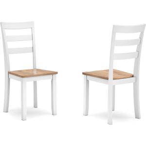 Signature Design by Ashley Woodanville 18″ Cottage Ladderback Dining Chair, 2 Count, Cream & Brown(Light Brown & White)