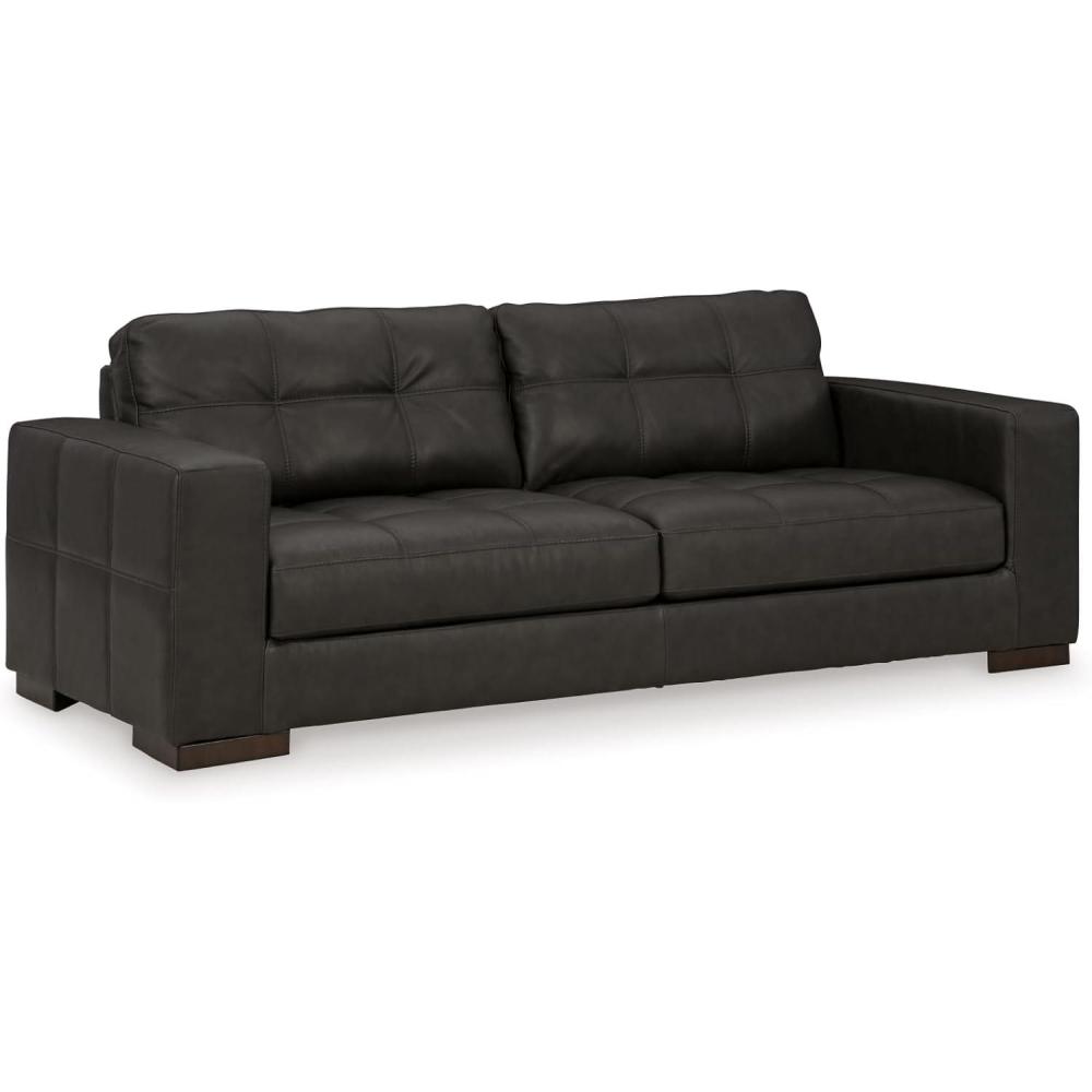 imageSignature Design by Ashley Luigi Modern Tufted Leather Match Sofa BlackBlack