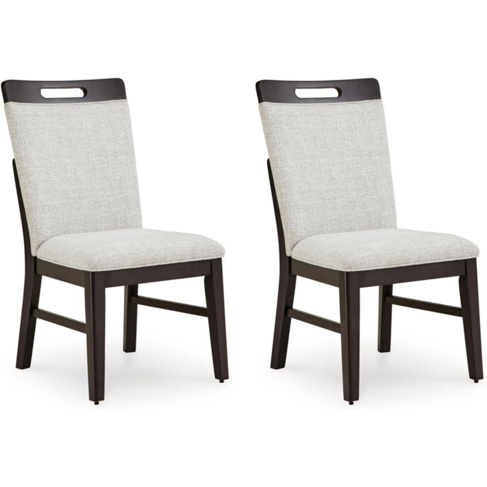 imageSignature Design by Ashley Neymorton Solid Wood Frame Dining Chair Stain Resistant Set of 2 Light GrayBrown