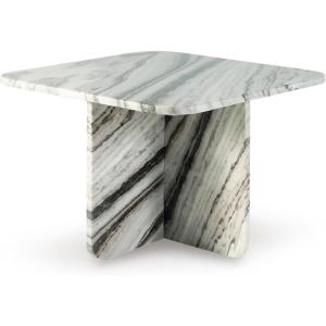 Signature Design by Ashley Baretton Modern Marble Accent Coffee Table with Cross Base, Black & White