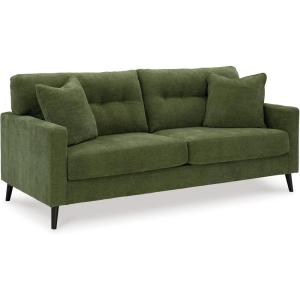 Signature Design by Ashley Bixler Mid-Century Modern Tufted Sofa with 2 Toss Pillows, Green(Green)