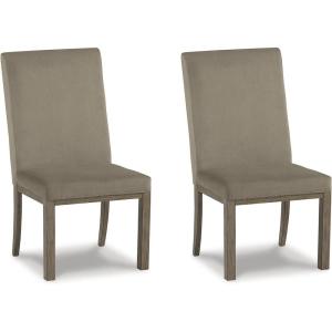 Signature Design by Ashley Chrestner Contemporary Upholstered Dining Chair, 2 Count, Gray & Brown(Gray & Brown)