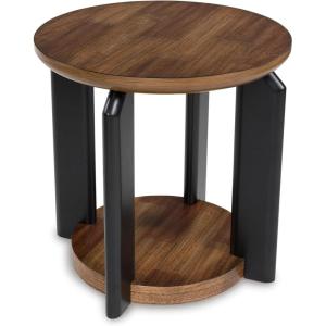 Signature Design by Ashley Kraeburn Modern End Table with Touch-Floor Shelf, Dark Brown & Black
