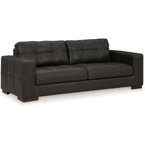 Signature Design by Ashley Luigi Modern Tufted Leather Match Sofa, Black(Black)