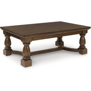 Signature Design by Ashley Sturlayne Transitional Coffee Table with Trestle Base, Dark Brown