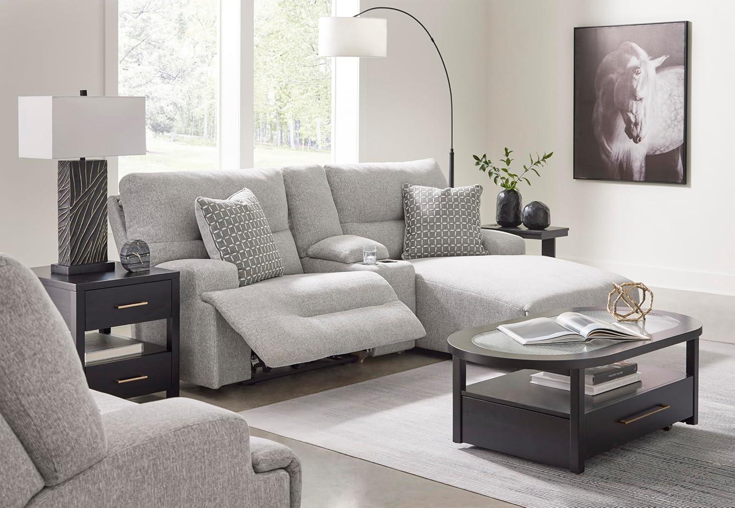 imageSignature Design by Ashley Acklen Place Contemporary Indoor ZeroGravity Stain Resistant Oversized Upholstered Power Recliner with Adjustable Headrest and USB Port Light GrayLight Gray