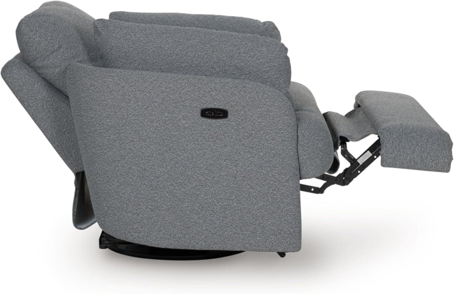imageSignature Design by Ashley Alainmont NextGen Nuvella Contemporary Stain Resistant Swivel Power Recliner with USB Ports and Hidden Storage GrayGrey