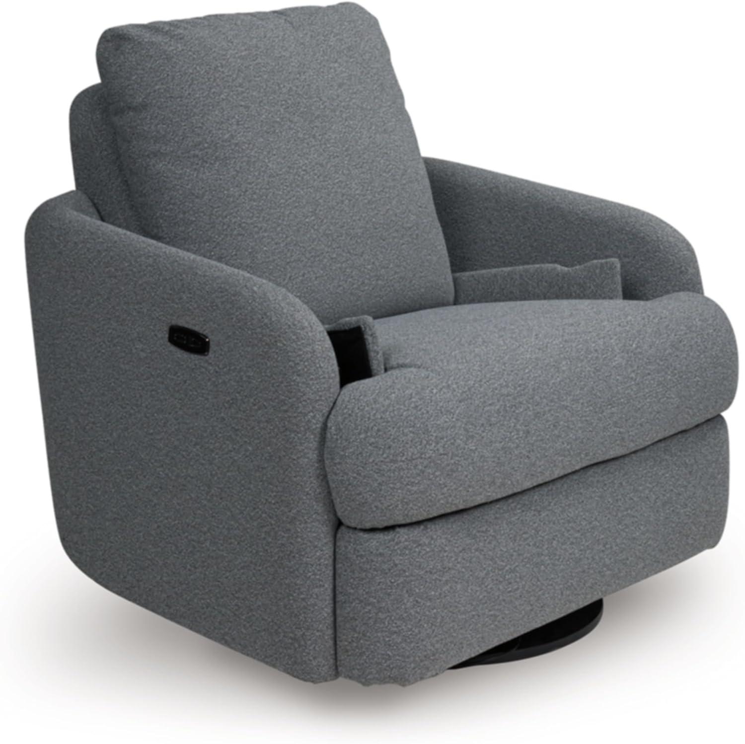 imageSignature Design by Ashley Alainmont NextGen Nuvella Contemporary Stain Resistant Swivel Power Recliner with USB Ports and Hidden Storage GrayGrey