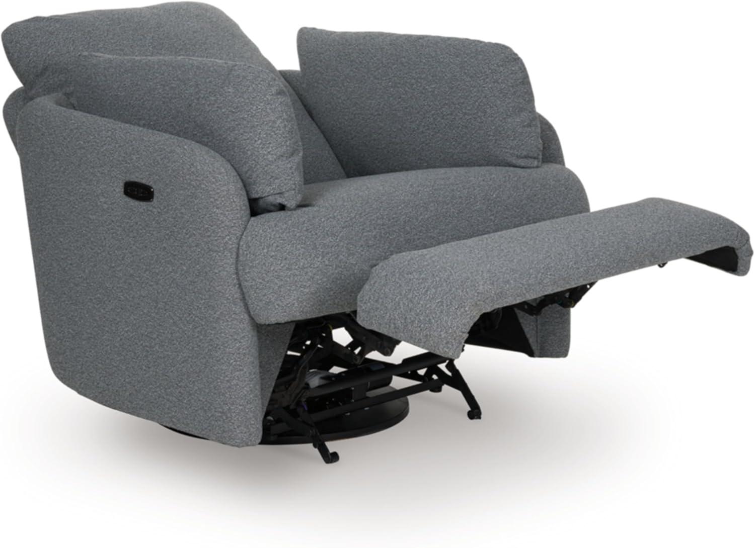 imageSignature Design by Ashley Alainmont NextGen Nuvella Contemporary Stain Resistant Swivel Power Recliner with USB Ports and Hidden Storage GrayGrey