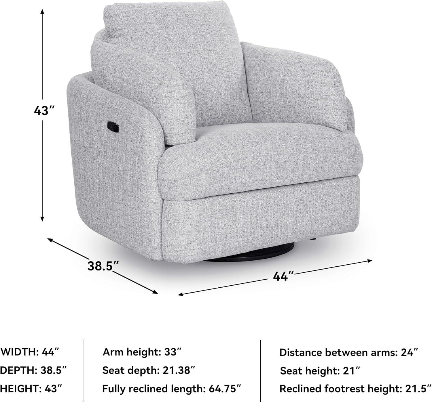 imageSignature Design by Ashley Alainmont NextGen Nuvella Contemporary Stain Resistant Swivel Power Recliner with USB Ports and Hidden Storage GrayLight Gray