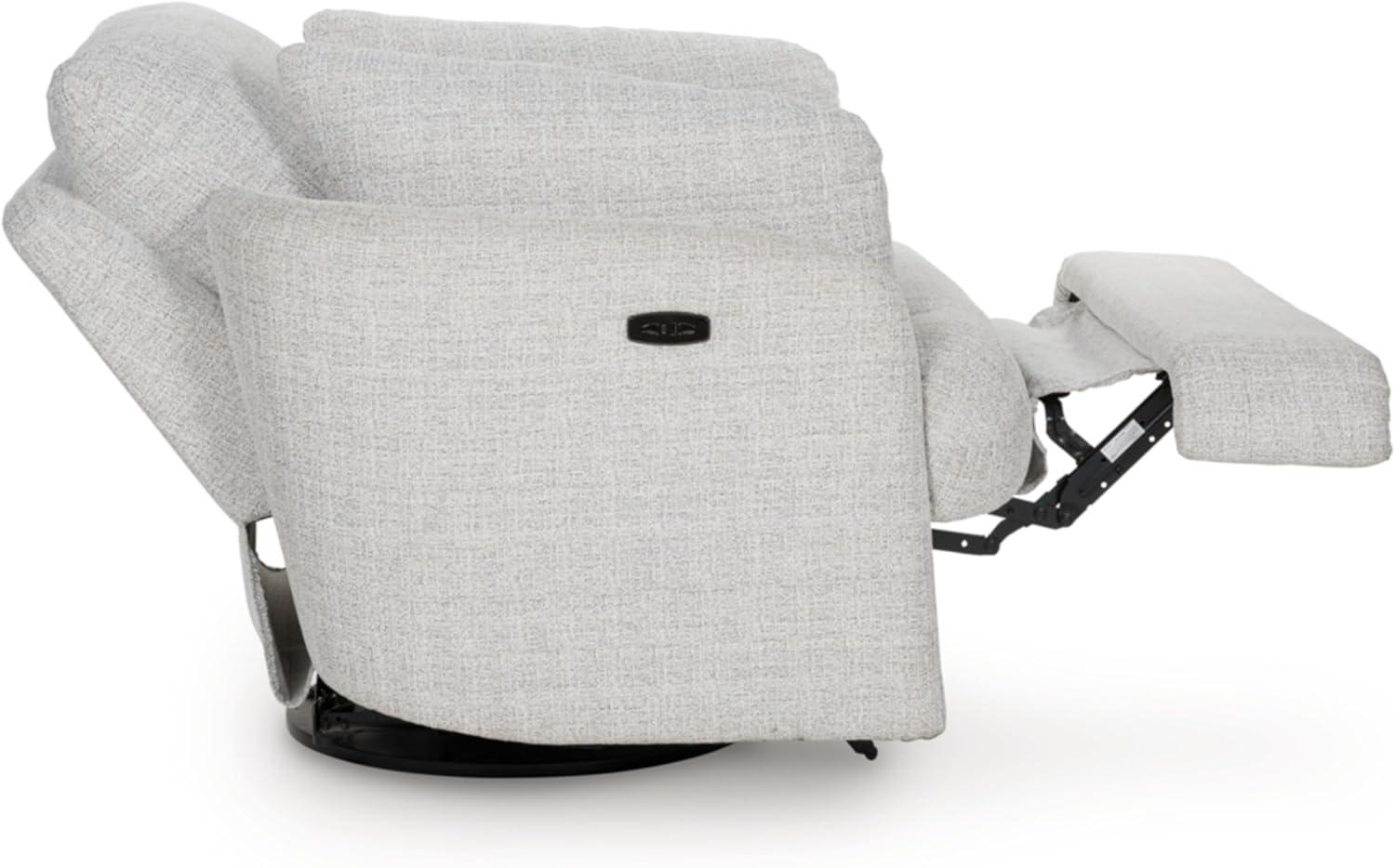 imageSignature Design by Ashley Alainmont NextGen Nuvella Contemporary Stain Resistant Swivel Power Recliner with USB Ports and Hidden Storage GrayLight Gray