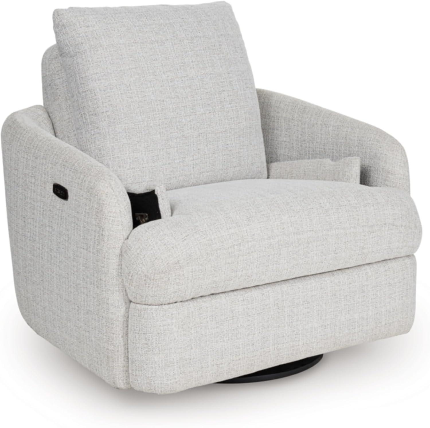 imageSignature Design by Ashley Alainmont NextGen Nuvella Contemporary Stain Resistant Swivel Power Recliner with USB Ports and Hidden Storage GrayLight Gray