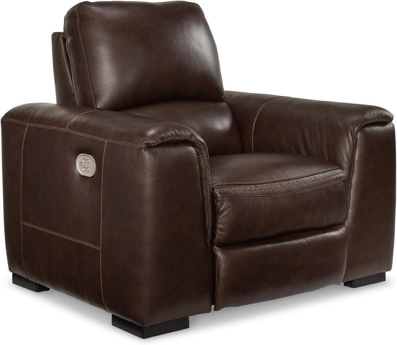 imageSignature Design by Ashley Alessandro Modern Power Recliner with Adjustable Headrest Dark BrownDark Brown