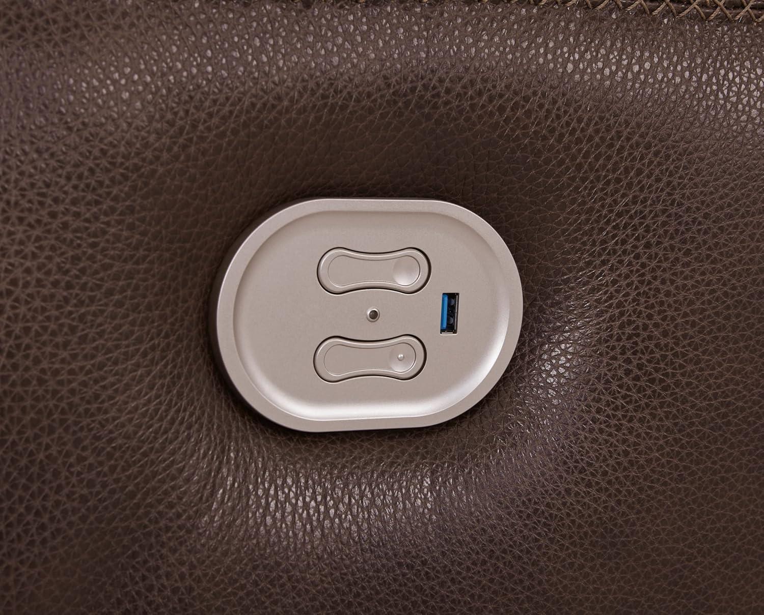 imageSignature Design by Ashley Alessandro Modern Power Recliner with Adjustable Headrest Dark BrownDark Brown