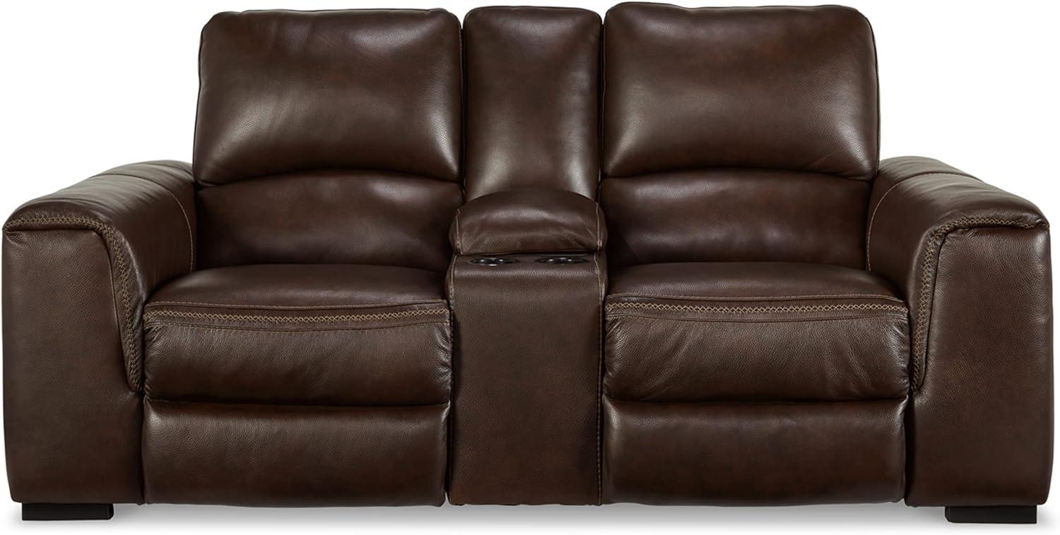 imageSignature Design by Ashley Alessandro Modern Power Recliner with Adjustable Headrest Dark BrownDark Brown