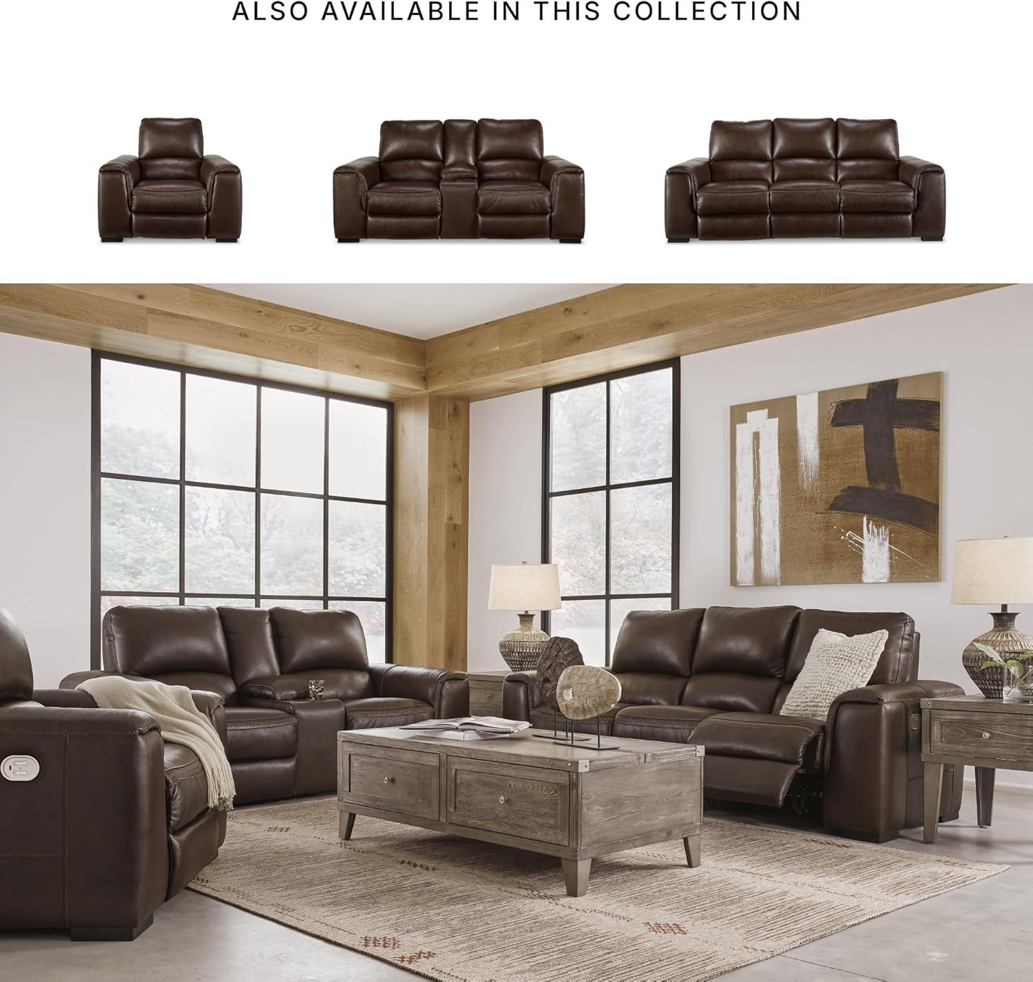 imageSignature Design by Ashley Alessandro Modern Power Recliner with Adjustable Headrest Dark BrownDark Brown