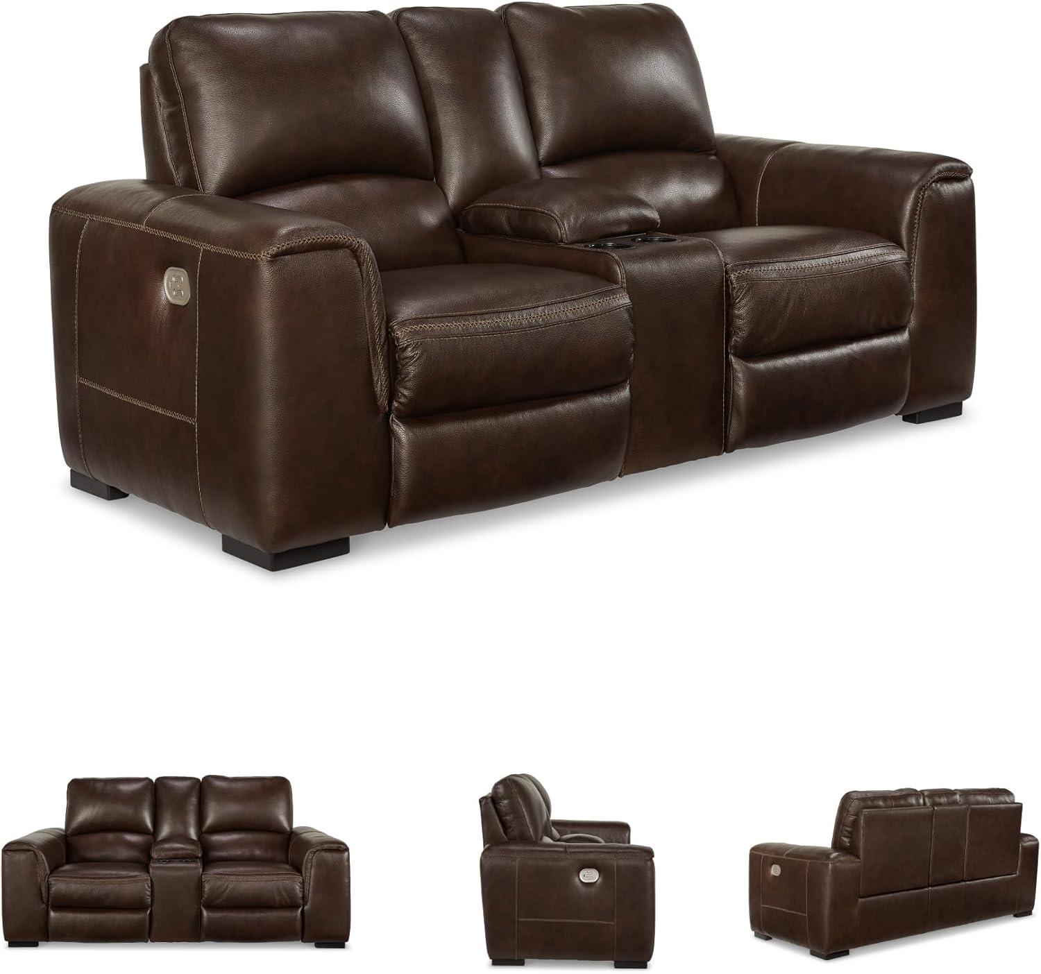 imageSignature Design by Ashley Alessandro Modern Power Recliner with Adjustable Headrest Dark BrownDark Brown