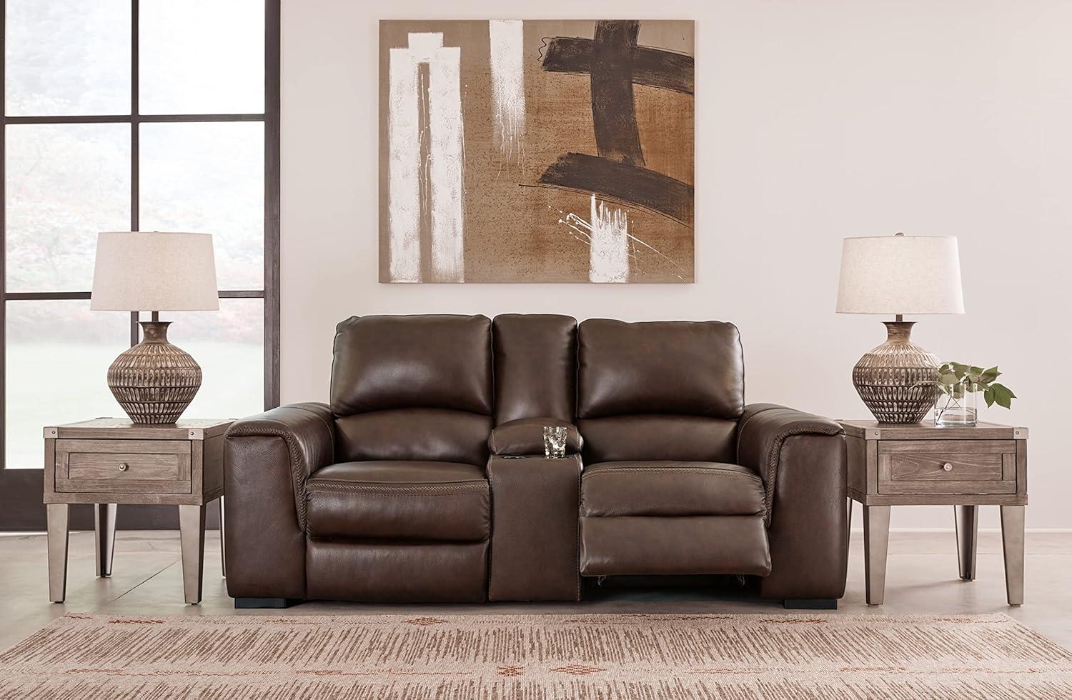 imageSignature Design by Ashley Alessandro Modern Power Recliner with Adjustable Headrest Dark BrownDark Brown