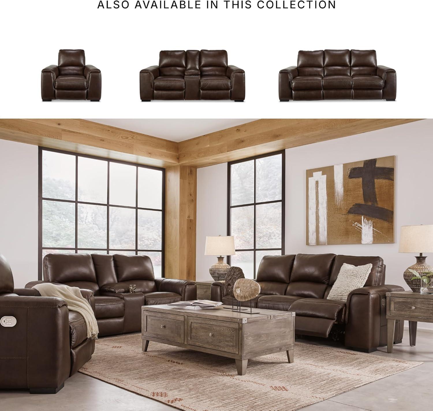 imageSignature Design by Ashley Alessandro Modern Power Recliner with Adjustable Headrest Dark BrownDark Brown