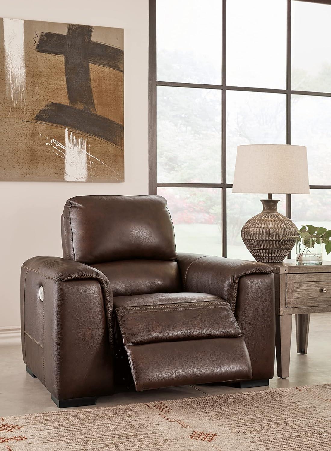 imageSignature Design by Ashley Alessandro Modern Power Recliner with Adjustable Headrest Dark BrownDark Brown