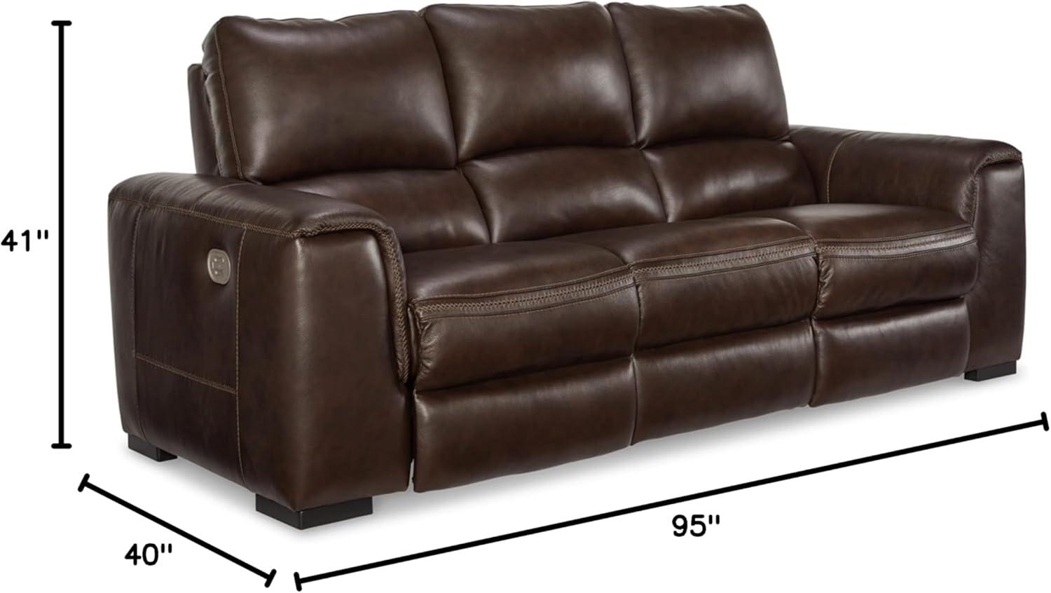 imageSignature Design by Ashley Alessandro Modern Power Recliner with Adjustable Headrest Dark BrownDark Brown