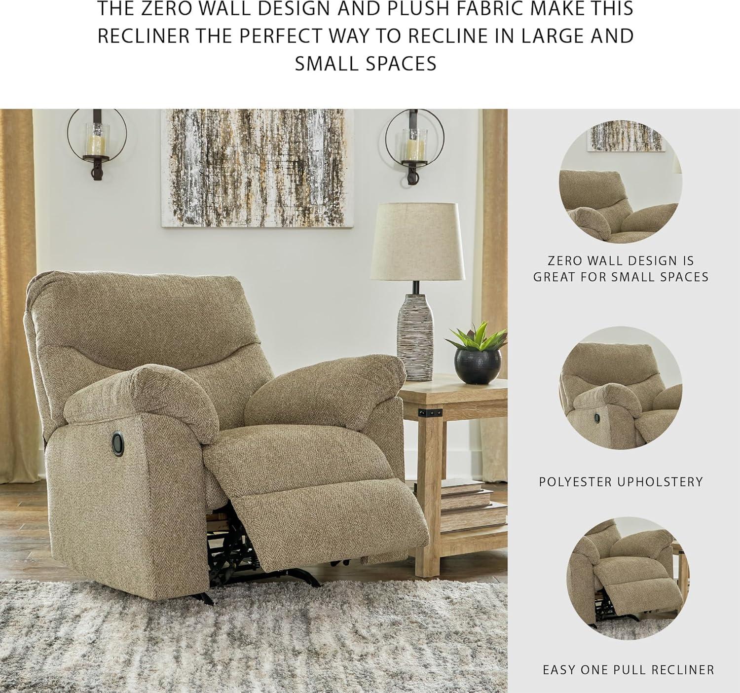 imageSignature Design by Ashley Alphons Transitional Polyester Tufted Rocker Recliner GrayLight Brown