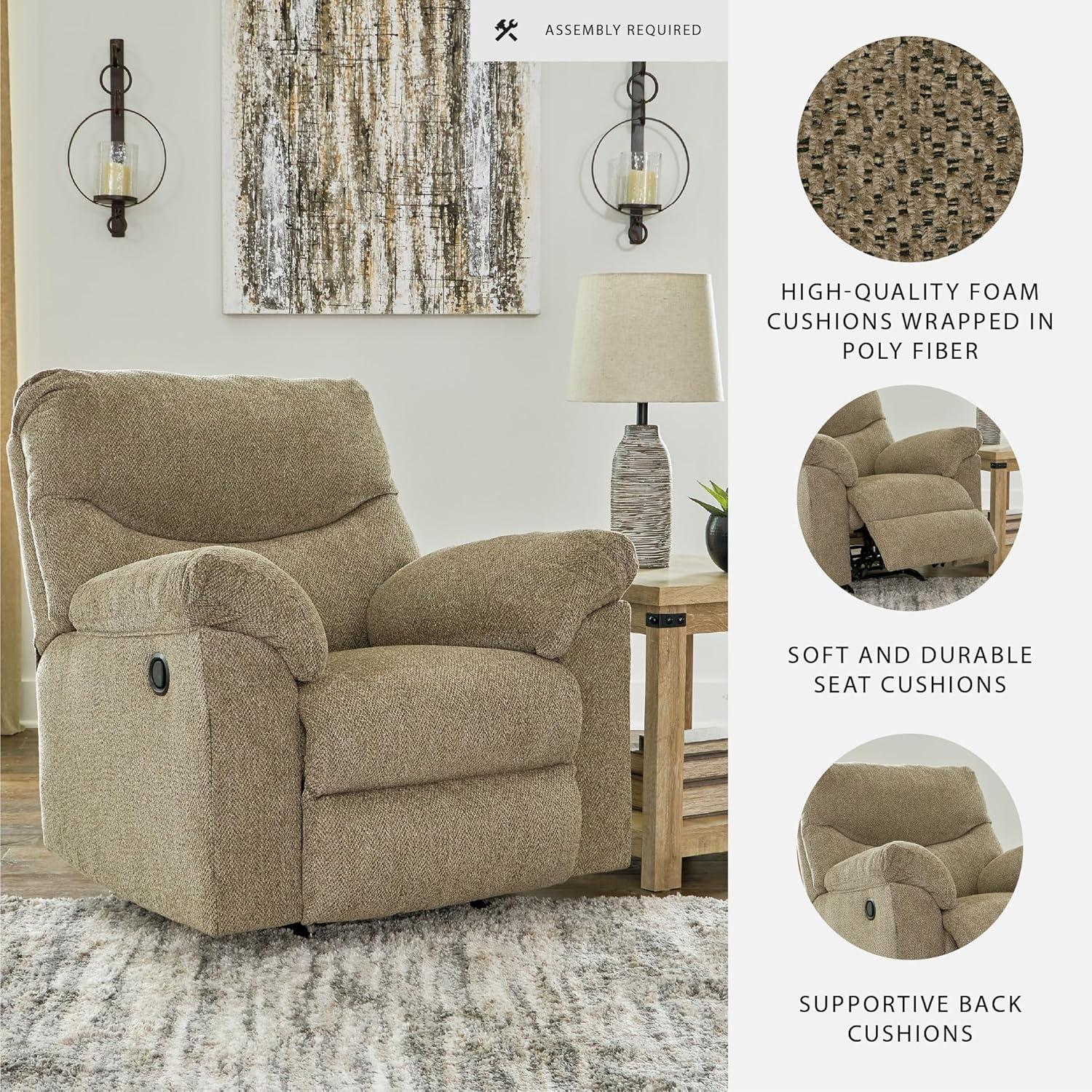 imageSignature Design by Ashley Alphons Transitional Polyester Tufted Rocker Recliner GrayLight Brown