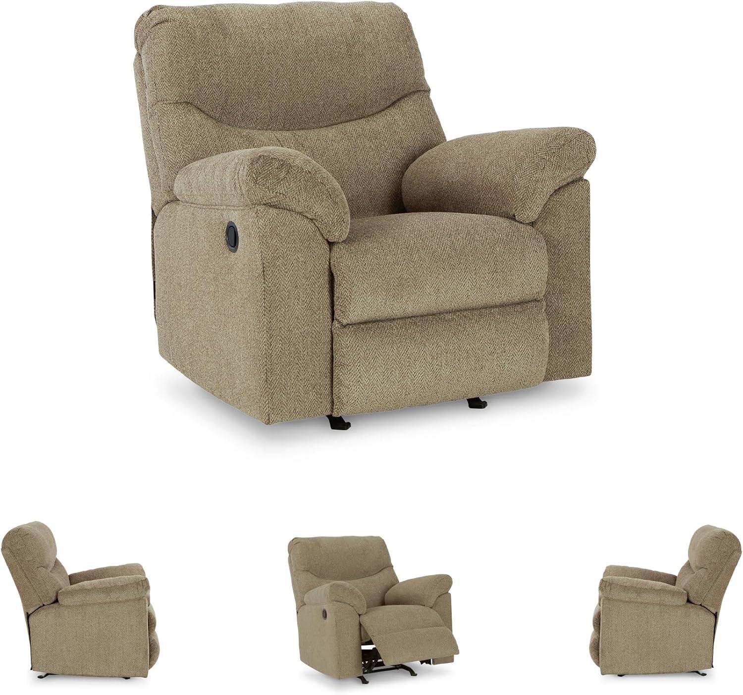 imageSignature Design by Ashley Alphons Transitional Polyester Tufted Rocker Recliner GrayLight Brown