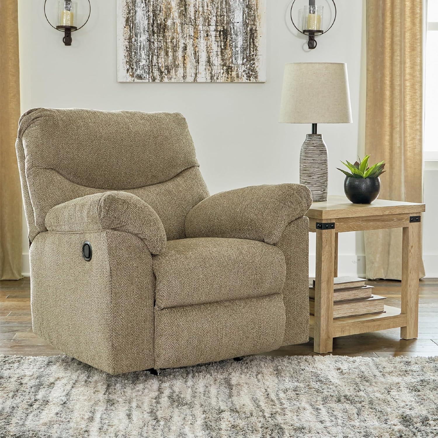 imageSignature Design by Ashley Alphons Transitional Polyester Tufted Rocker Recliner GrayLight Brown