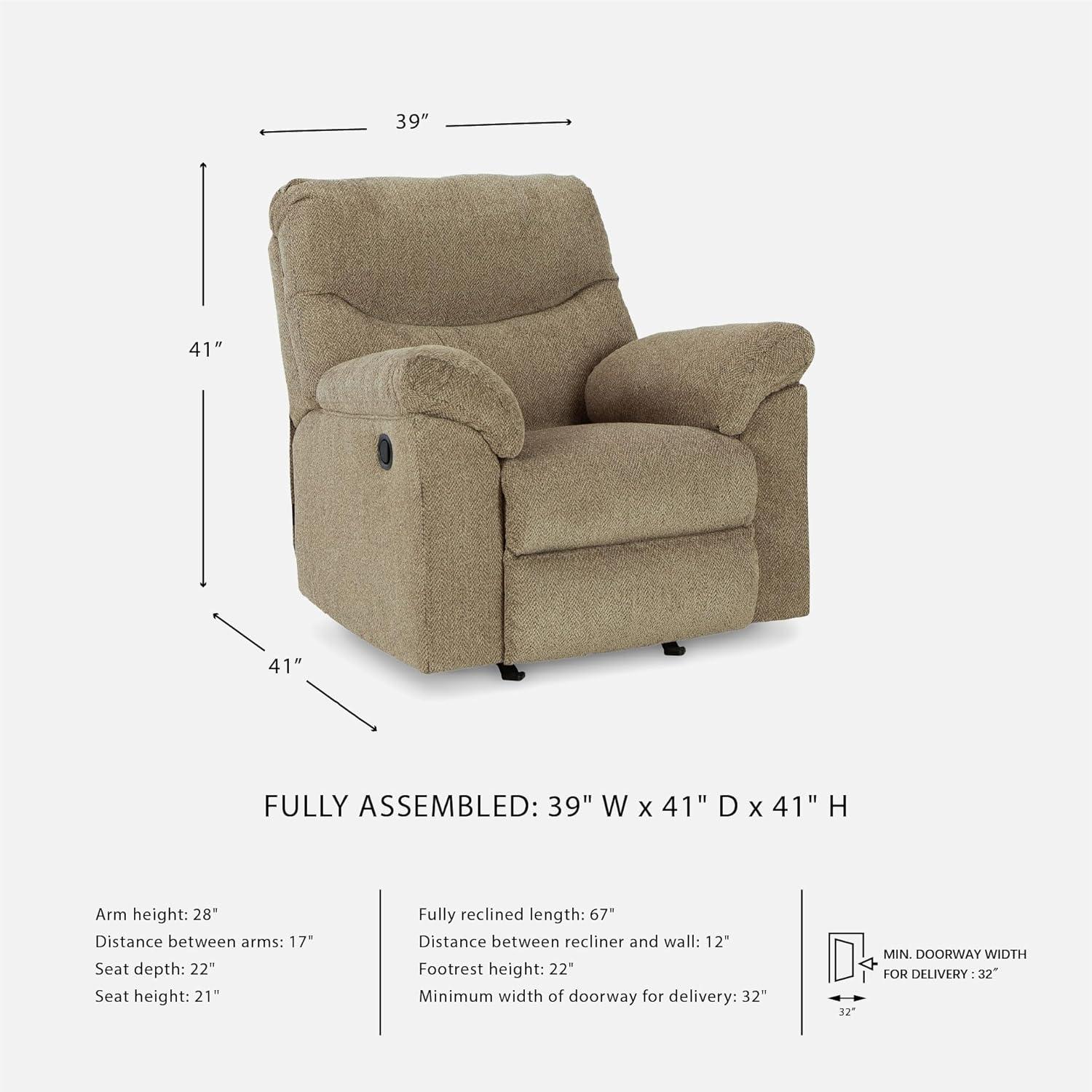 imageSignature Design by Ashley Alphons Transitional Polyester Tufted Rocker Recliner GrayLight Brown