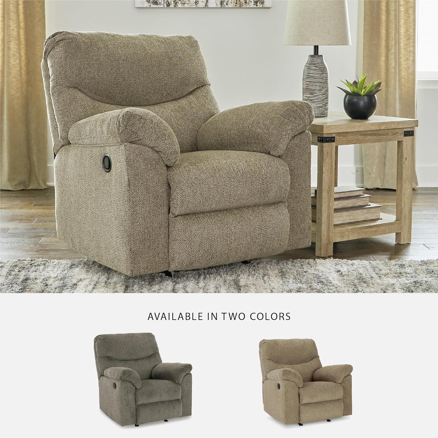 imageSignature Design by Ashley Alphons Transitional Polyester Tufted Rocker Recliner GrayLight Brown