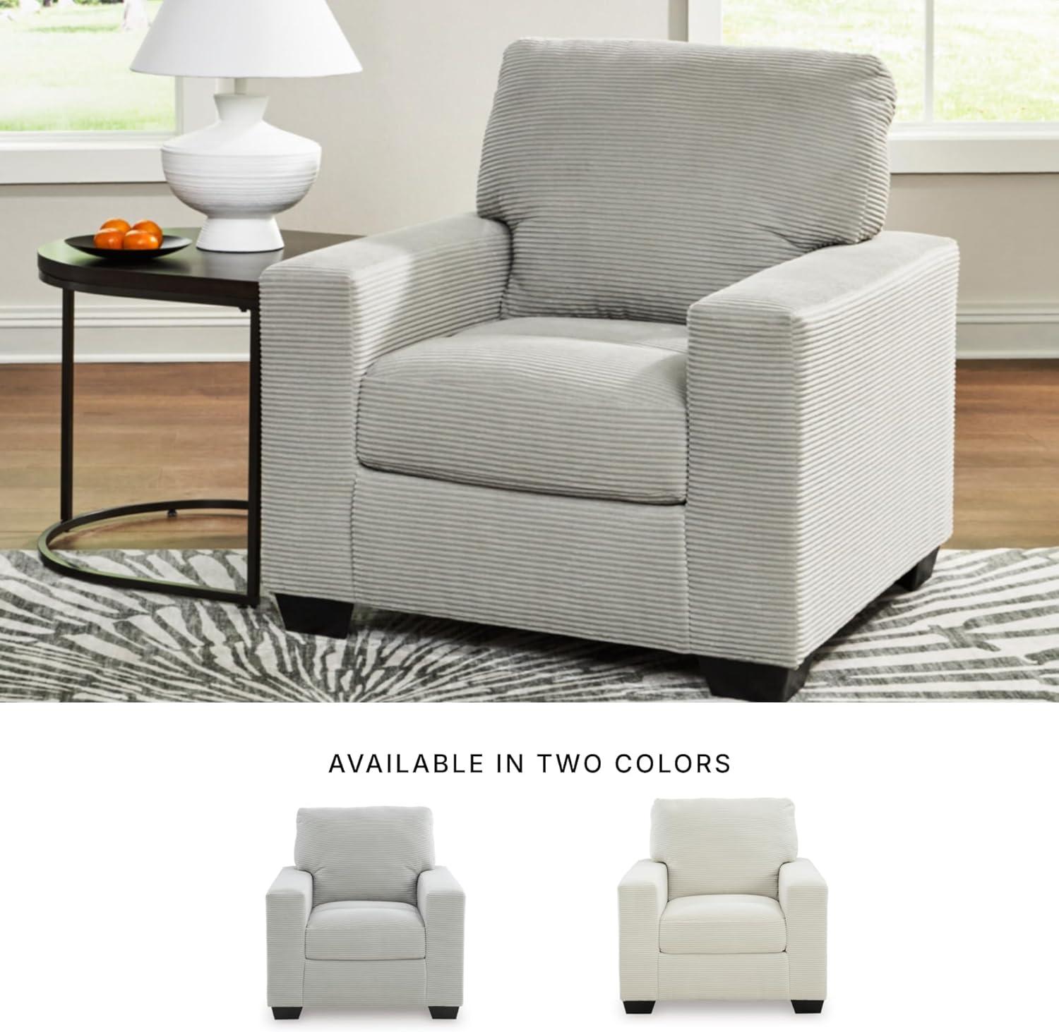 imageSignature Design by Ashley Ammon Urban Anti Sag Chair with Loose Seat Cushion WhiteLight Gray