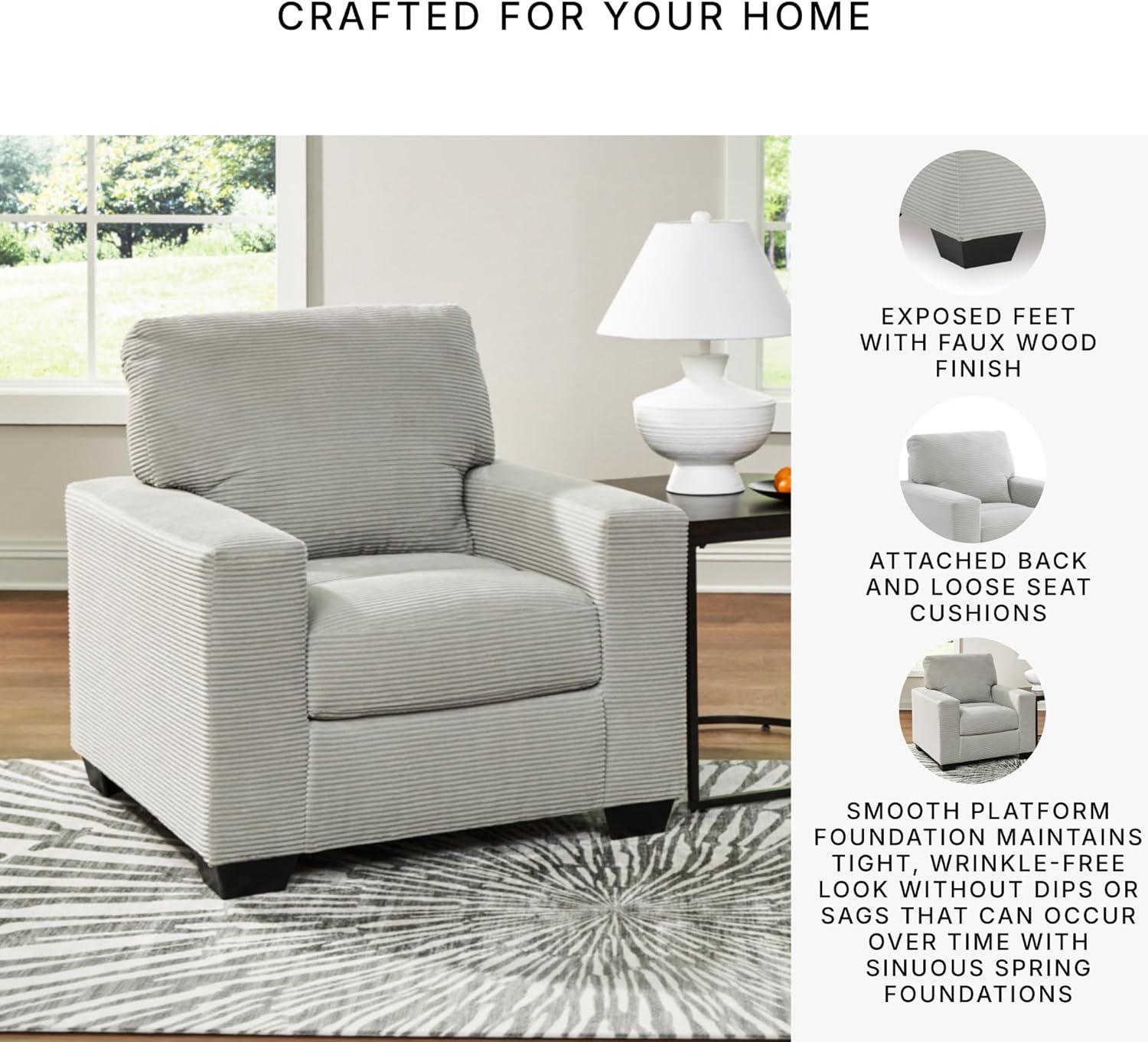 imageSignature Design by Ashley Ammon Urban Anti Sag Chair with Loose Seat Cushion WhiteLight Gray