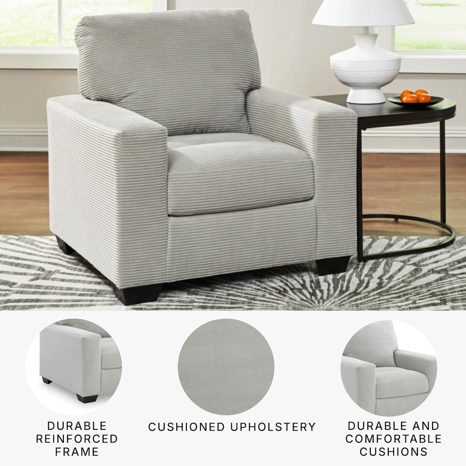 imageSignature Design by Ashley Ammon Urban Anti Sag Chair with Loose Seat Cushion WhiteLight Gray