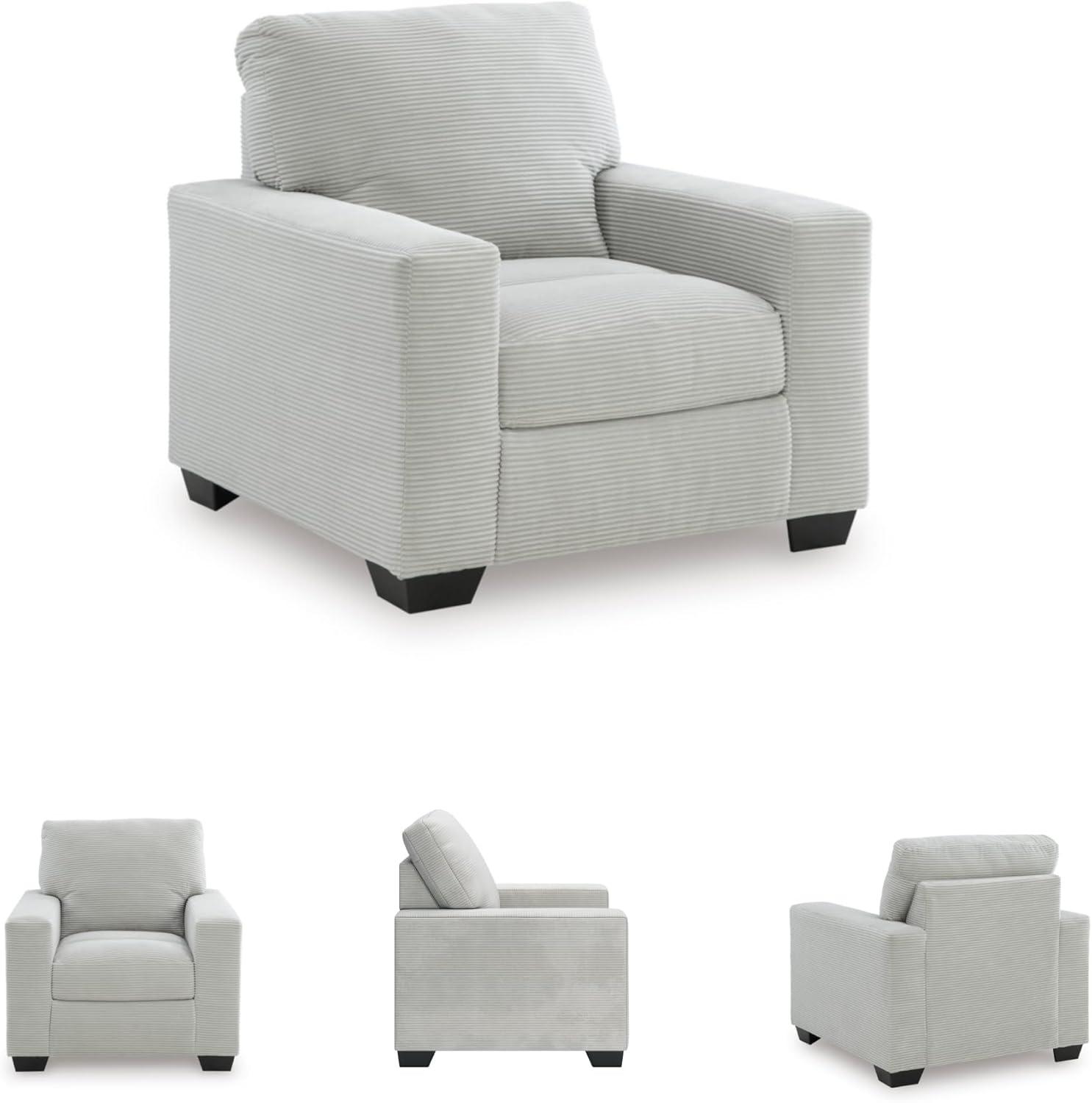 imageSignature Design by Ashley Ammon Urban Anti Sag Chair with Loose Seat Cushion WhiteLight Gray