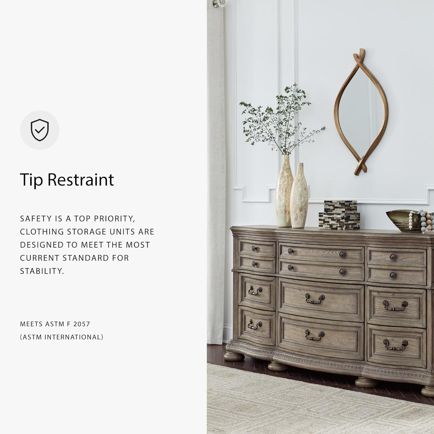 imageSignature Design by Ashley Ardenfield Classic 3Drawer Nightstand with USB Ports Light Brown20D x 735W x 388H 9 Drawers