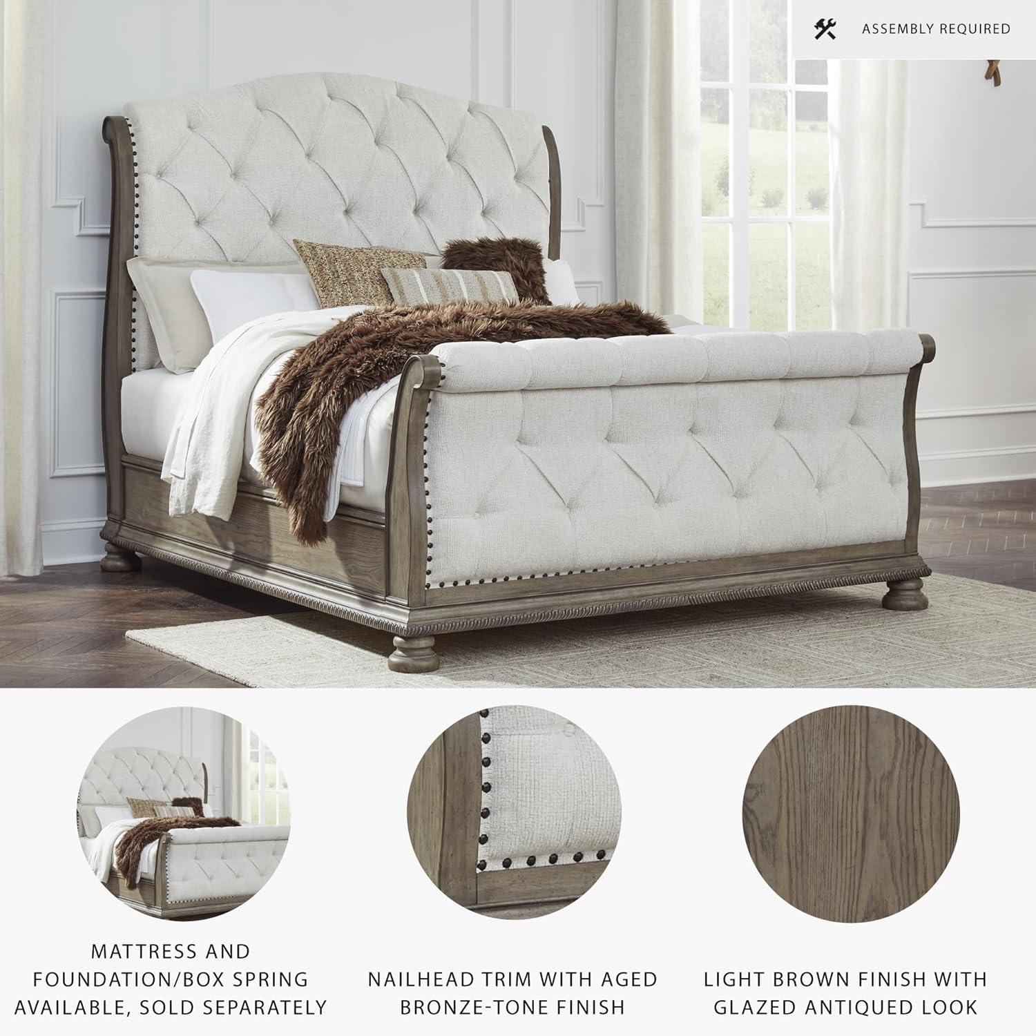 imageSignature Design by Ashley Ardenfield Classic 3Drawer Nightstand with USB Ports Light BrownQueen