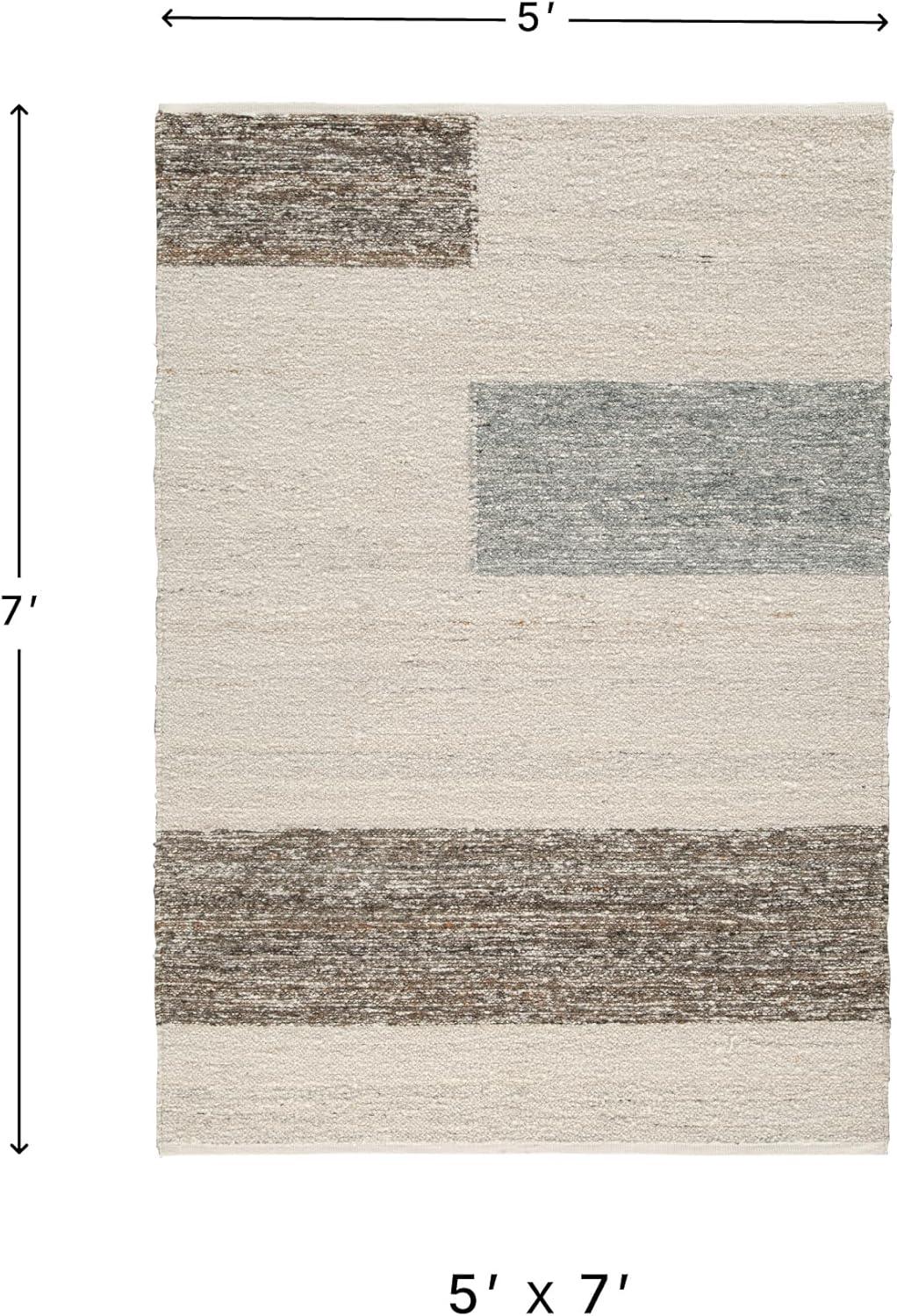 imageSignature Design by Ashley Barus Vintage Indoor Striped Handwoven Medium 5 x 7 Rug Dark Brown ampamp Beige5 x 7 Rectangular