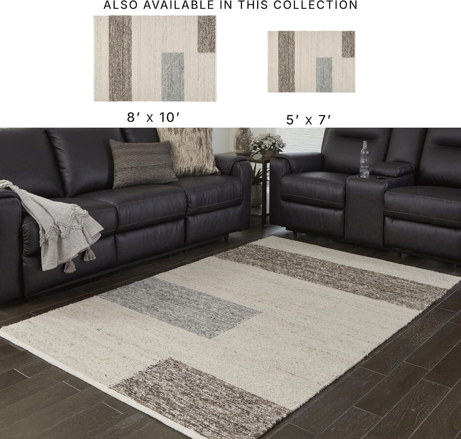 imageSignature Design by Ashley Barus Vintage Indoor Striped Handwoven Medium 5 x 7 Rug Dark Brown ampamp Beige5 x 7 Rectangular