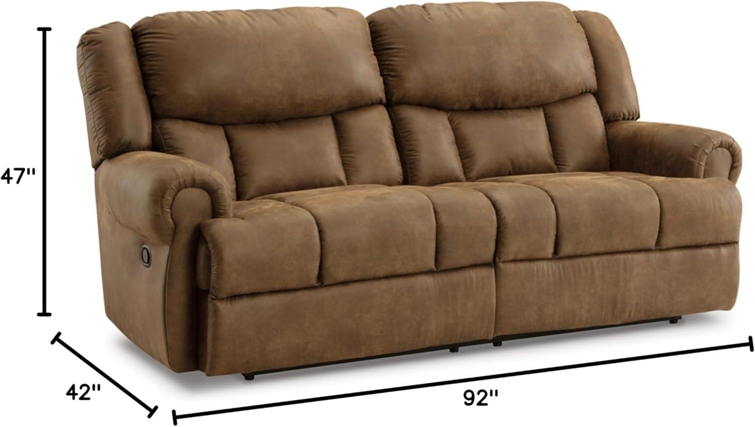 imageSignature Design by Ashley Boothbay Classic Faux Leather 2 Seat Manual Reclining Sofa Dark BrownBrown